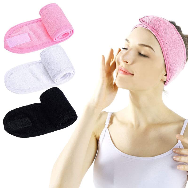 VEDETIC VEDETIC Headband for Women Facial Spa Headbands Makeup Hair Band for Girls Shower Head Wrap Terry Cloth Headbands Stretch Towel Face Cleaning Facial Band for Yoga Gym Sport 3 pcs Muticolor - Image 1