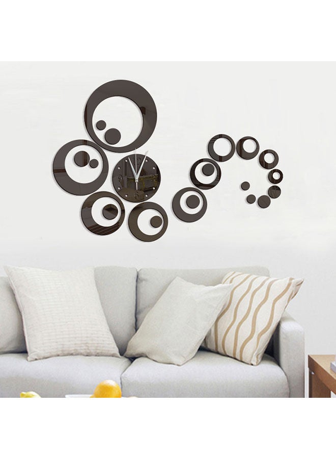 NIBEMINENT DIY Circle Acrylic Mirror Wall Clock Sticker Home Decor Black 35x35cm