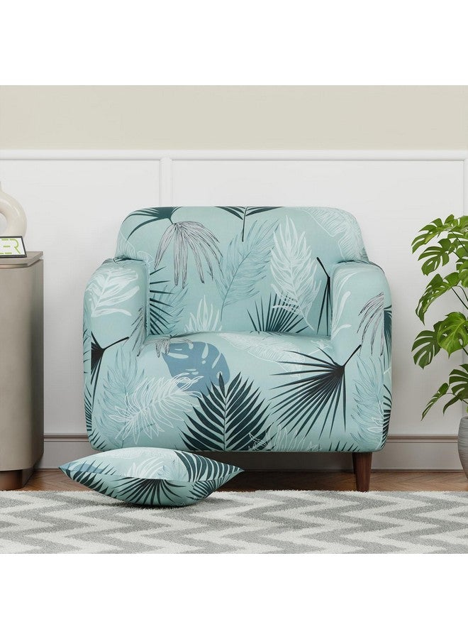 لوكزر غطاء أريكة Lukzer Universal بمقعد واحد مع كيس وسادة واحد، 140 جرام لكل متر مربع، غطاء مرن كبير لحماية الأريكة قابل للتمدد (تصميم أزرق فاتح/90-140 سم) SC-008-01 - Image 2