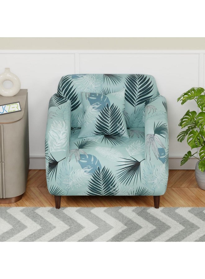 لوكزر غطاء أريكة Lukzer Universal بمقعد واحد مع كيس وسادة واحد، 140 جرام لكل متر مربع، غطاء مرن كبير لحماية الأريكة قابل للتمدد (تصميم أزرق فاتح/90-140 سم) SC-008-01 - Image 5