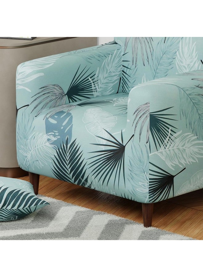 لوكزر غطاء أريكة Lukzer Universal بمقعد واحد مع كيس وسادة واحد، 140 جرام لكل متر مربع، غطاء مرن كبير لحماية الأريكة قابل للتمدد (تصميم أزرق فاتح/90-140 سم) SC-008-01 - Image 4