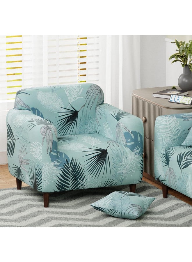 لوكزر غطاء أريكة Lukzer Universal بمقعد واحد مع كيس وسادة واحد، 140 جرام لكل متر مربع، غطاء مرن كبير لحماية الأريكة قابل للتمدد (تصميم أزرق فاتح/90-140 سم) SC-008-01 - Image 1