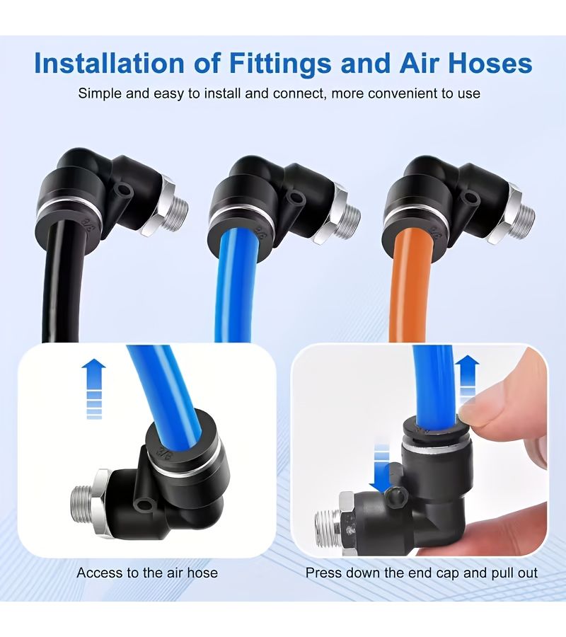 12pcs Heavy Duty Air Hose Connector Set 1 4 Inch Quick Connect Blue Male Female Adapters - Image 3
