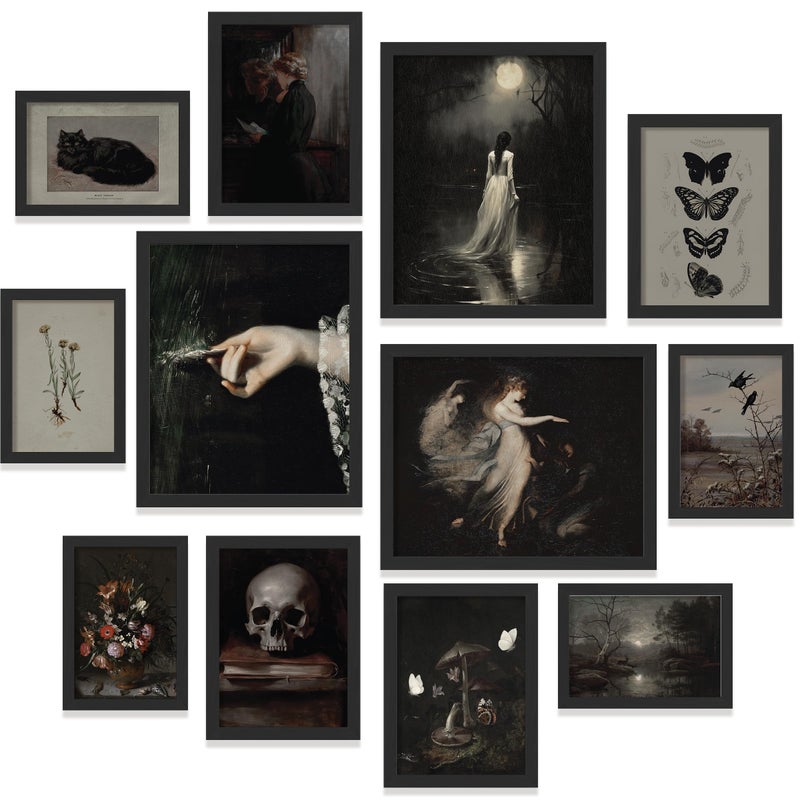 97 Decor FRAMED Gothic Wall Art Dark Academia Decor For Bedroom Dark Academia Wall Art Framed Halloween Gothic Decorations For Home Goth Room Decorations Aesthetic Pictures BLACK FRAME - Image 2