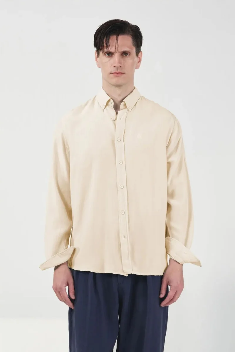 GIESTO Long Sleeve Buttoned Tencel Shirt