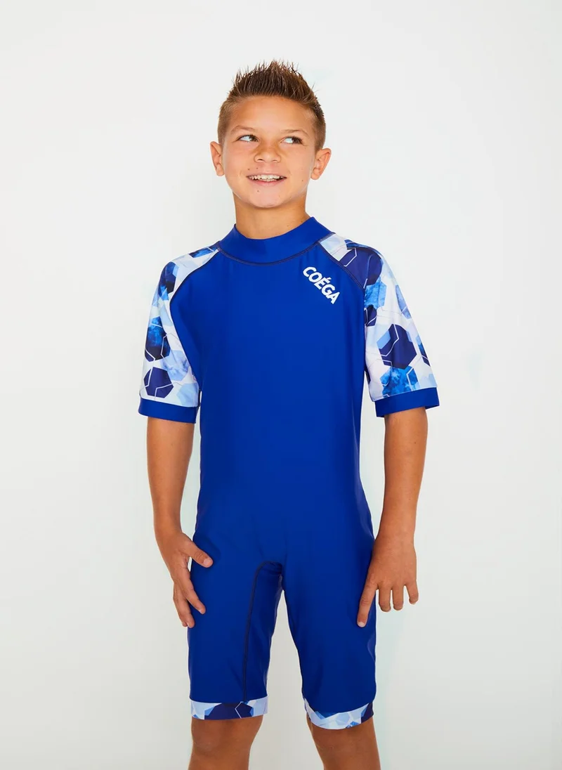 COEGA SUNWEAR COEGA Boys Youth One Piece Suit - Navy Watercolour Hexagons