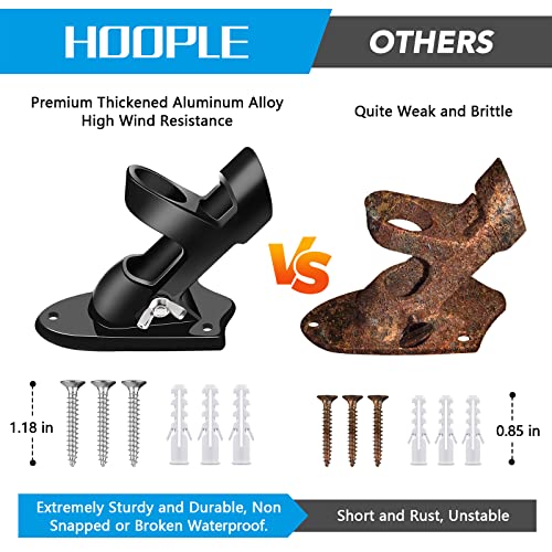 HOOPLE Flag Pole Holder, Flag Bracket, Two-Position Flag Holder Mounting Bracket for Outside House, Cast Aluminum Flag Pole Mount Rust Free Coated, All Weather Display 1" Inner Diameter - Image 3