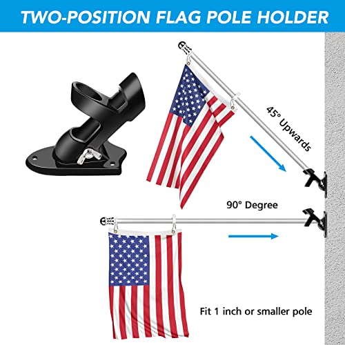 HOOPLE Flag Pole Holder, Flag Bracket, Two-Position Flag Holder Mounting Bracket for Outside House, Cast Aluminum Flag Pole Mount Rust Free Coated, All Weather Display 1" Inner Diameter - Image 4