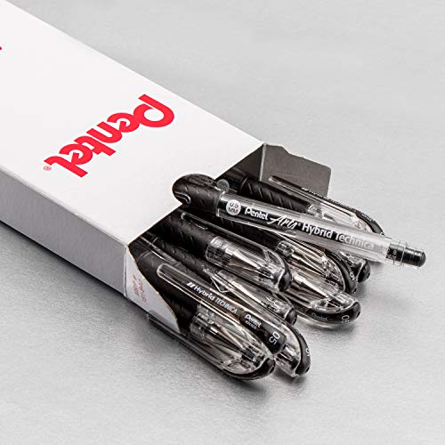 Pentel قلم بنتل آرتس هايبرد تكنيكا 0.5 مم، نقطة دقيقة جداً، حبر أسود، علبة من 12 (KN105-A) - Image 2