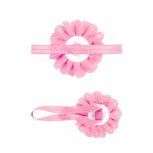 Angla 2pcs Flower Headband Tutu Skirt for Newborn Baby Girl (Pink), Medium - Image 5