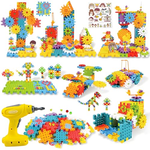IIROMECI STEM Education Building Toys 248 PCS Electric Gear Building Blocks Toys Set with Drill Toddler Screw Toy Kids Tool Set Construction Toy for Boys Girls Gifts Age 38 - Image 1