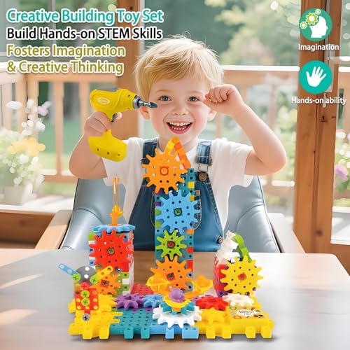 IIROMECI STEM Education Building Toys 248 PCS Electric Gear Building Blocks Toys Set with Drill Toddler Screw Toy Kids Tool Set Construction Toy for Boys Girls Gifts Age 38 - Image 5