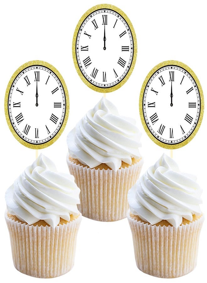 Moitkptt 24pcs happy new year cupcake toppers, 2024 cupcake decorations (Clock B) - Image 1