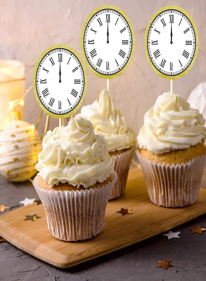 Moitkptt 24pcs happy new year cupcake toppers, 2024 cupcake decorations (Clock B) - Image 4