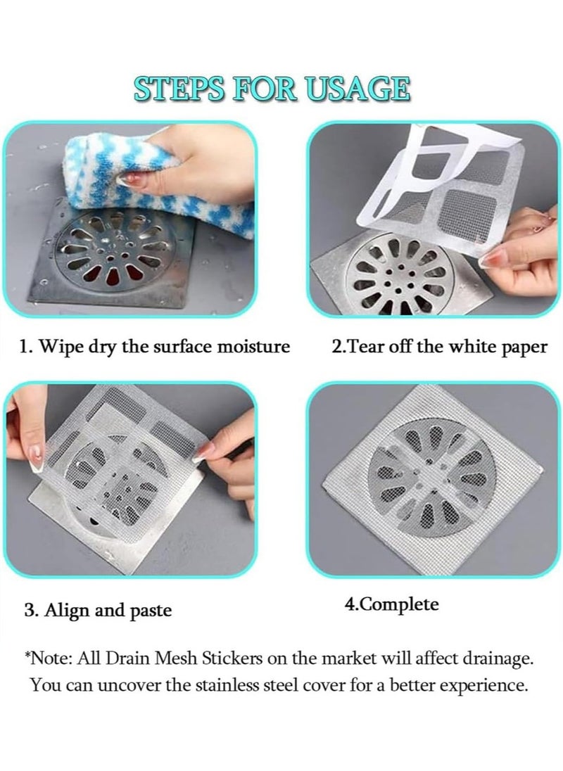 2024 New Disposable Floor Drain Sticker，4Inches Floor Drain Sticker，Disposable Hair Drain Stickers, Sink Drain Strainer Screen Catcher (50pcs)