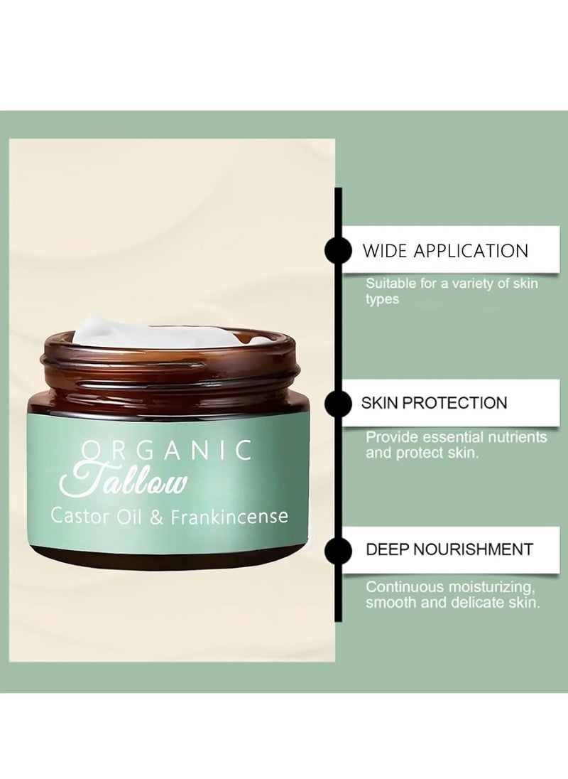 Organic Beef Tallow Castor Oil Frankincense, Grass-Fed Beef Tallow With Frankincense Oil & Castor Oil, Organic Beef Tallow Moisturizer For Skin (60ml)  - Image 5