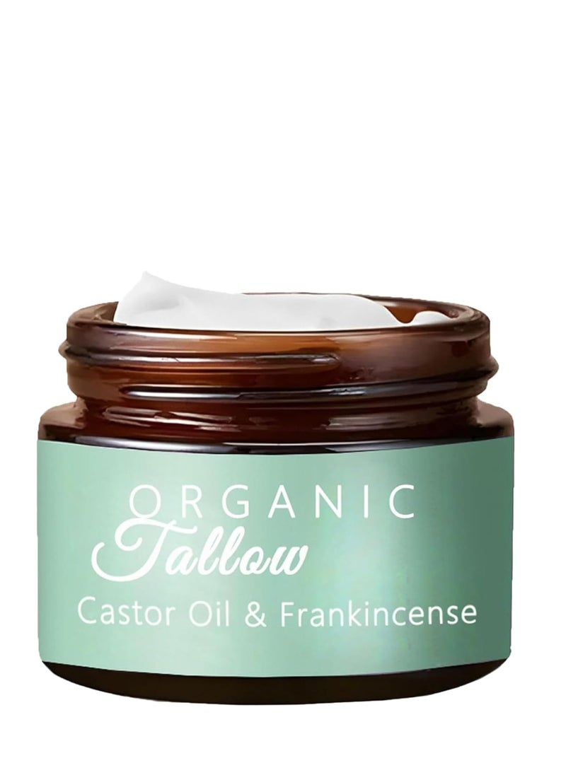 Organic Beef Tallow Castor Oil Frankincense, Grass-Fed Beef Tallow With Frankincense Oil & Castor Oil, Organic Beef Tallow Moisturizer For Skin (60ml)  - Image 1