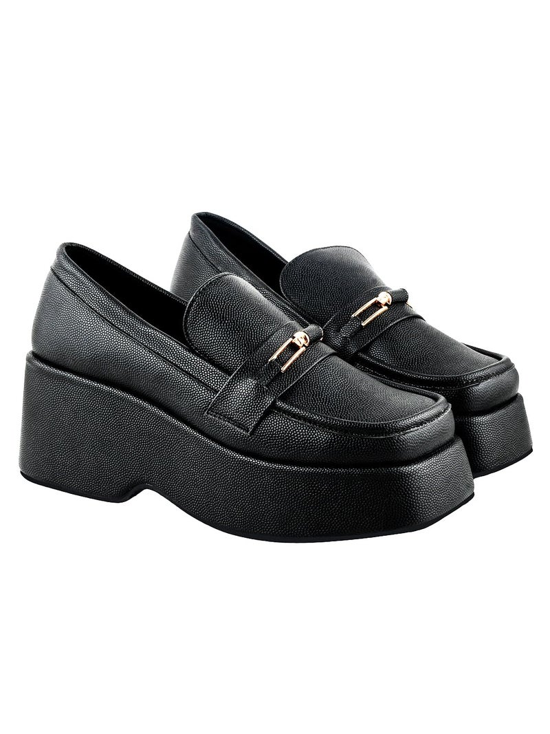 Shoetopia Stylish Solid Buckle Detailed Black Pumps for Women & Girls /EU37 - Image 5