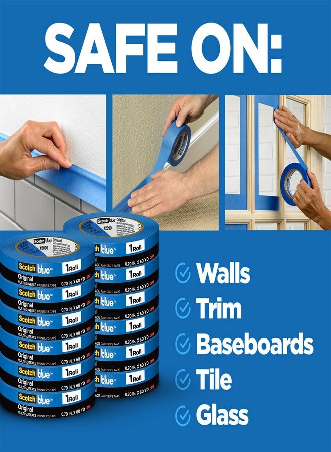 سكوتش شريط سكوتش بلو الأصلي متعدد الأسطح للرسامين 2090، 0.75 بوصة × 60 ياردة لكل لفة، 12 لفة، أزرق، إزالة نظيفة في 14 يومًا، مقاوم للأشعة فوق البنفسجية، للاستخدام الداخلي والخارجي - Image 3