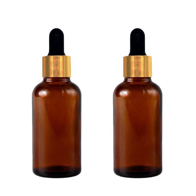 Devinez Amber Color Round Glass Bottle 15 ml Set of 2 with Dropper and Cap for Essential Oils Blends DIY skin care Cosmetics Multipurpose Bottle for Home and Travel Purpose - Image 1