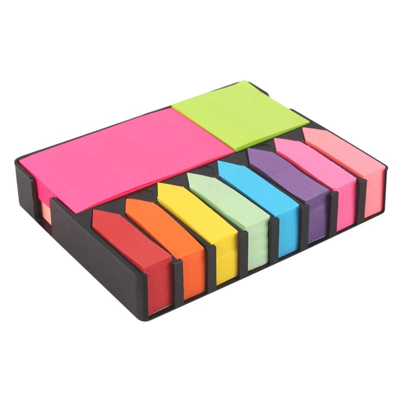 Pinzo Sticky Note Memo Pad With 8 Index Tabs, Bright Neon Colors - Image 1