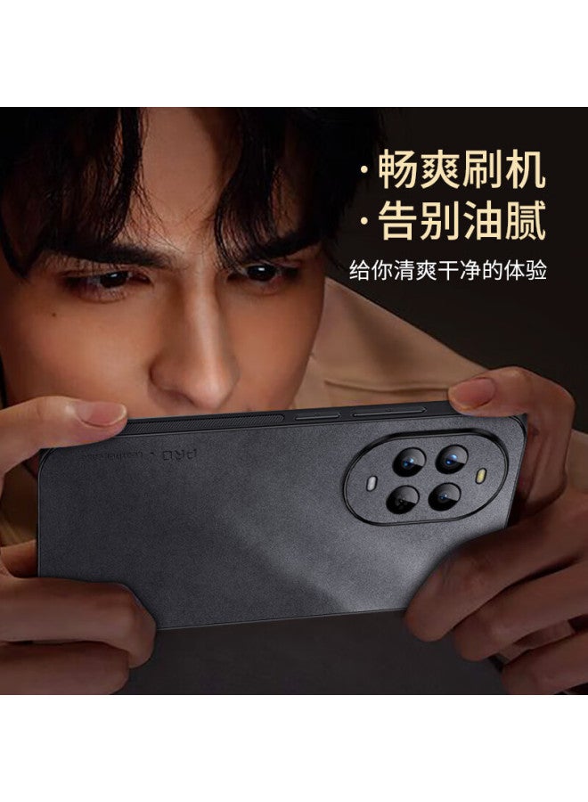 Shangsu Huawei Nova 14 Pro Phone Case, Nova 14 Pro Protective Cover, Anti-Drop Full Coverage Soft Shell, Simple And Light Luxury Sheepskin Leather Huawei Case For Men And Women, Black