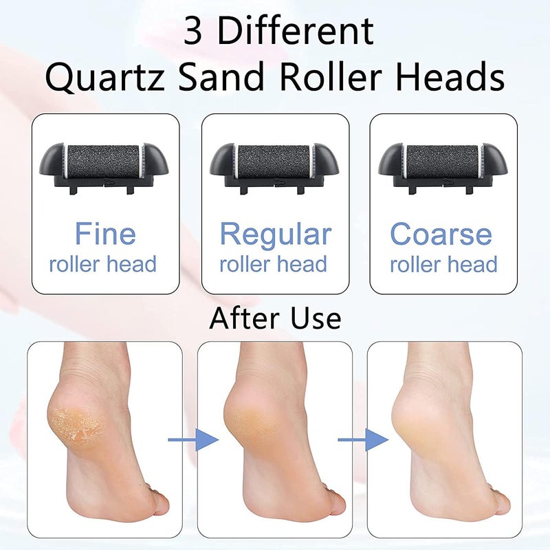 DMG Electric Callus Remover for Feet, Rechargeable Pedicure Tools Foot Care Feet File, 13 in 1 Callous Remover Kit for Remove Cracked Heels and Dead Skin, with 3 Roller Heads 2 Speed, Battery Display - Image 4