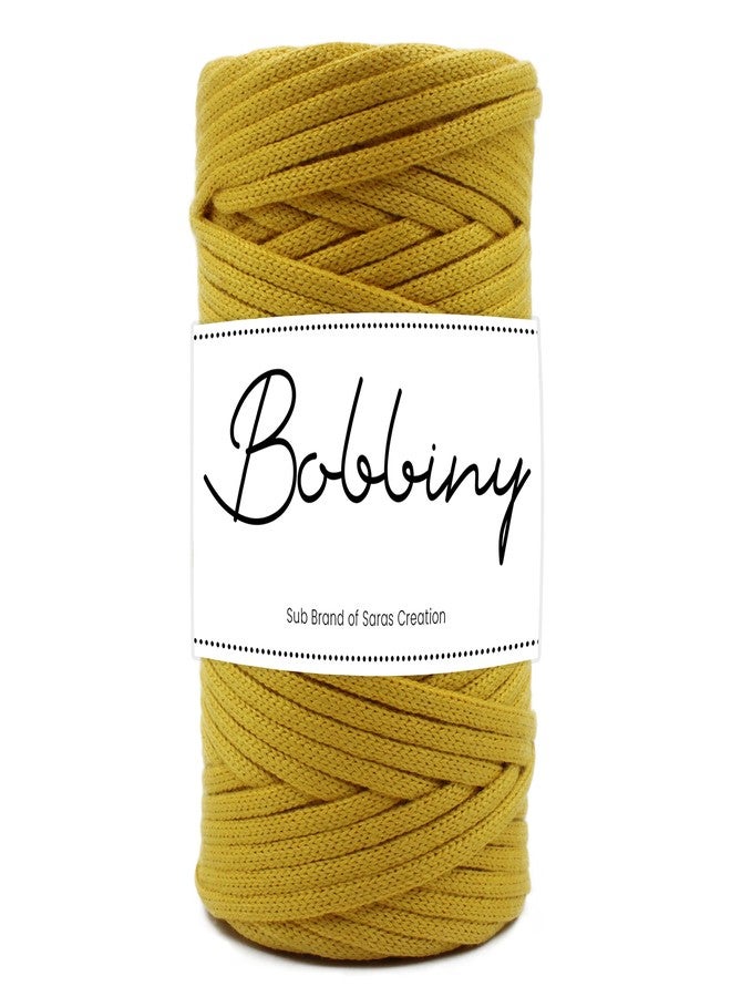 BOBBINY | Knitted Braided Crochet Macrame Acrylic Nylon Cord Thread for Macrame DIY, Garments, Crafting, and Other Projects, Mustard, 3mm,50 Meter - Image 1