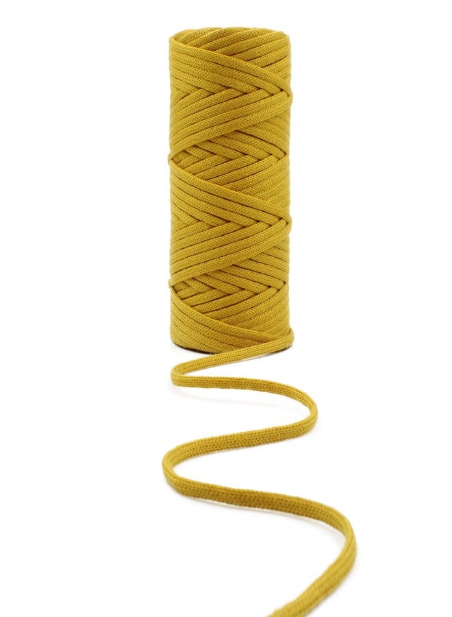 BOBBINY | Knitted Braided Crochet Macrame Acrylic Nylon Cord Thread for Macrame DIY, Garments, Crafting, and Other Projects, Mustard, 3mm,50 Meter - Image 2