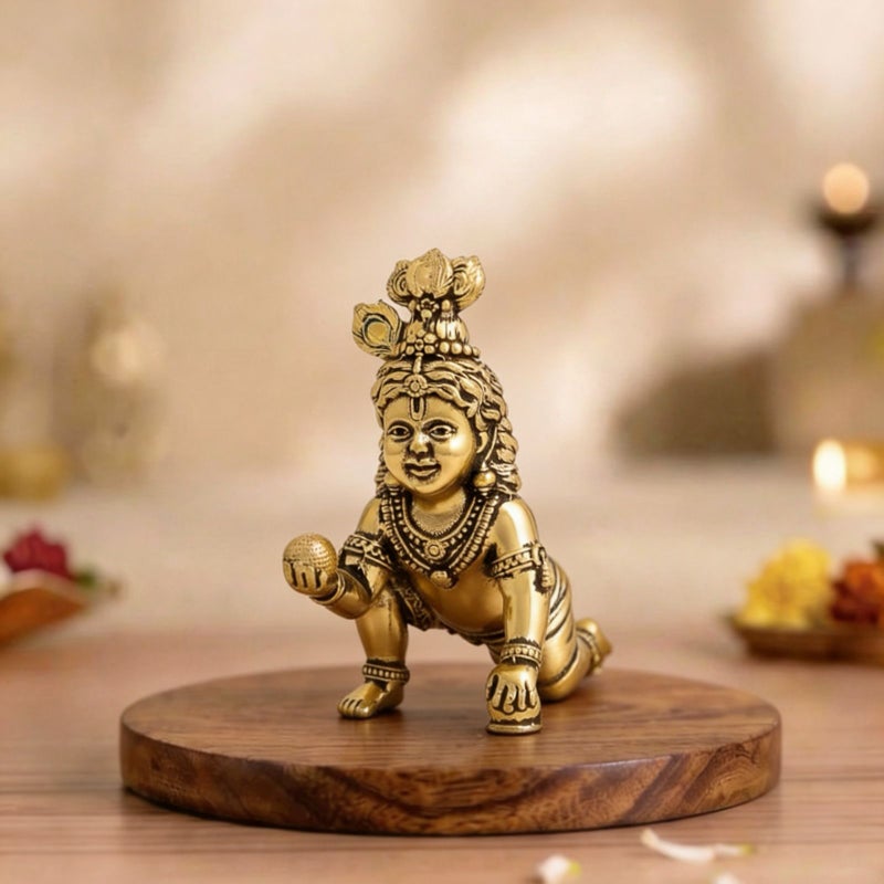 Aksharveda Laddoo Gopal Size 1 Colored Idol | Decorative Krishna Murti for Pooja, Home Temple & Janmashtami - Image 1
