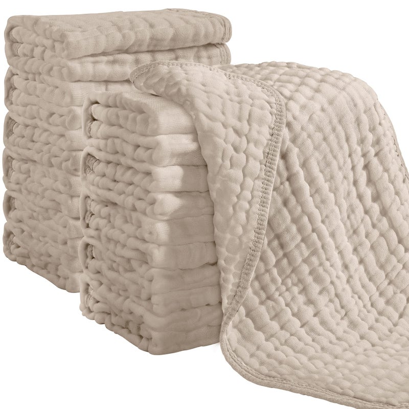 Looxii Muslin Burp Cloths 100% Cotton Muslin Cloths 12 Pack Large 20''x10'' Extra Soft and Absorbent Baby Burping Cloth for Boys and Girls (Apricot) - Image 1