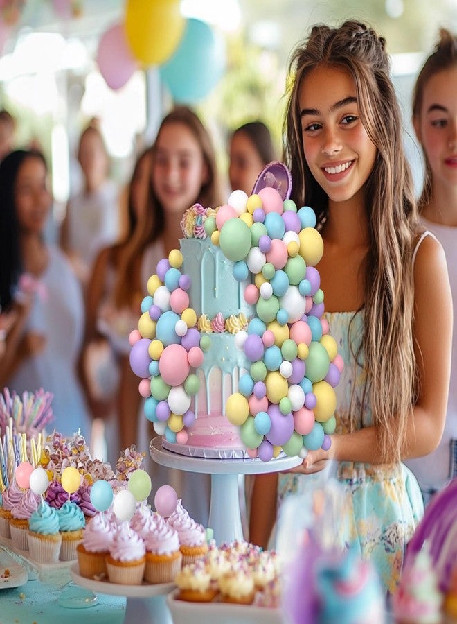 RASSLISA 240 قطعة من كرات تزيين الكيك، بالونات صغيرة، زينة الكيك، كرات إسفنجية، زينة الكيك على شكل كرة لتزيين حفلات أعياد الميلاد وحفلات الزفاف - Image 4