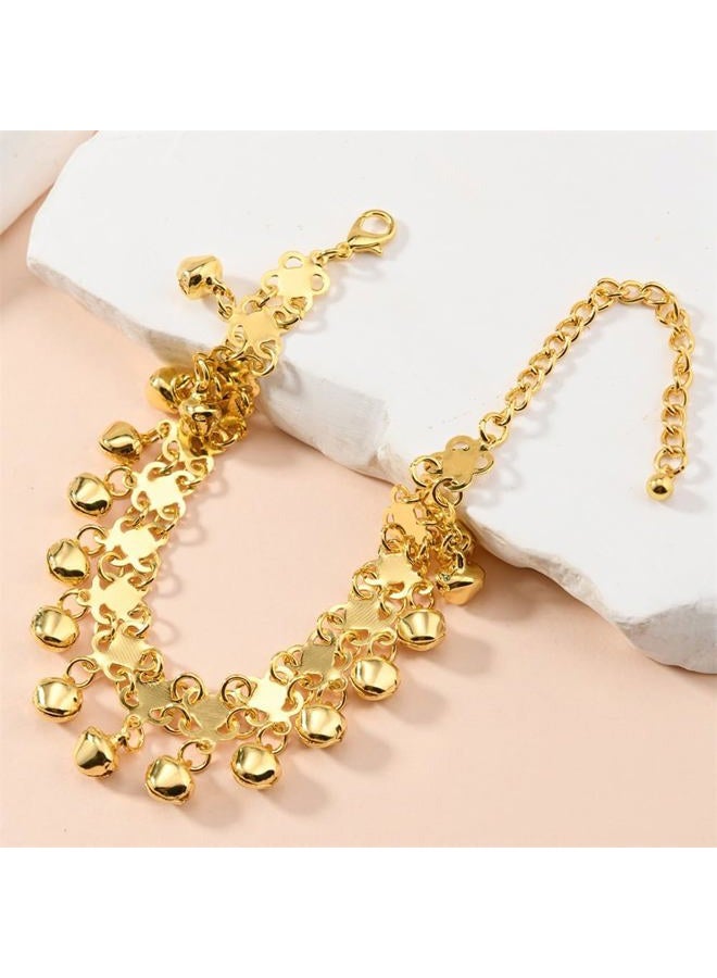 OIDIMS Boho Jingling Bell Anklet for Women Gold Plated Tassel Bracelet Adjustable Barefoot Chain with Vintage Dangling Sounds Bells Beads Indian Gypsy Beach Fashion Jewelry Summer Fashion Charm - Image 3