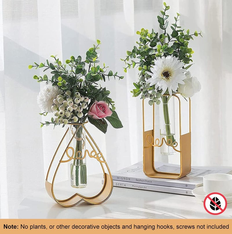 FURN ASPIRE Furn Aspire Glass Metal Frame Stand Flower Vase for Office Home Decoration and Environment Note Plants Decorative Objects Not Included Rectangle - Image 4