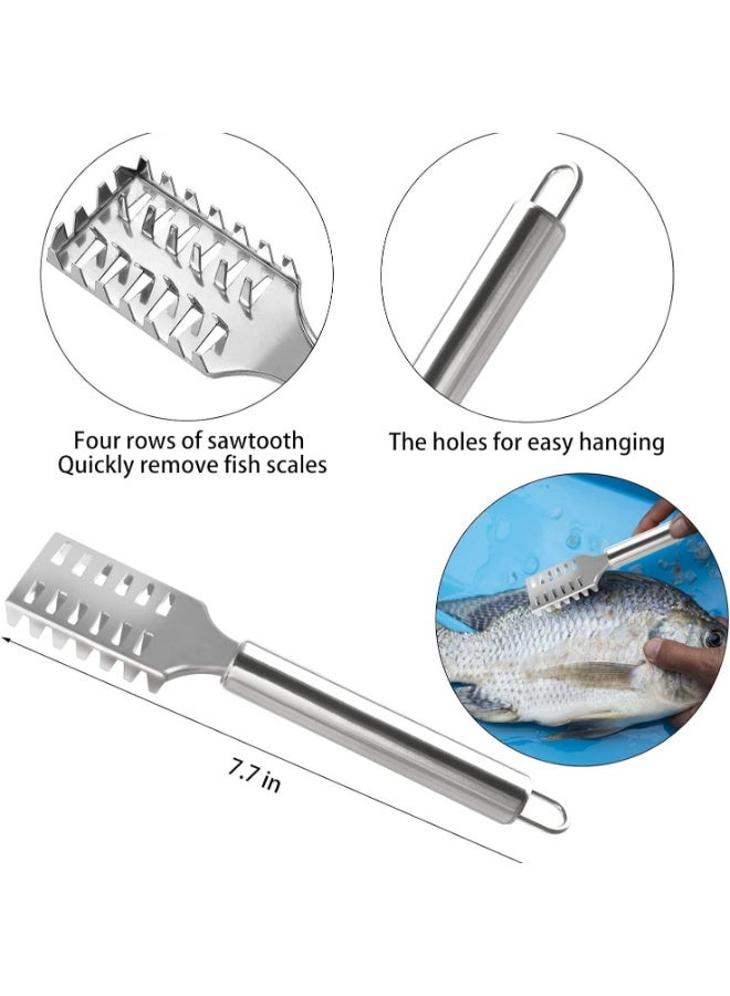 8-Piece Stainless Steel Fish Preparation Kitchen Tool Set with Cut-Resistant Glove - Image 3