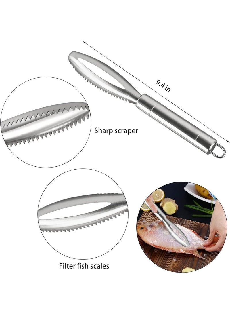 8-Piece Stainless Steel Fish Preparation Kitchen Tool Set with Cut-Resistant Glove - Image 2