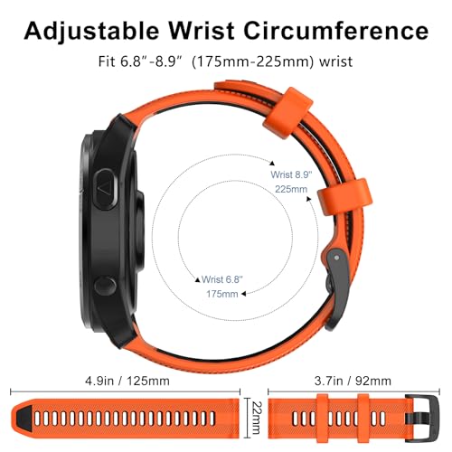 ISABAKE Watch Band for Garmin Forerunner 965/945/970/955/935, 22mm Silicone Replacement Strap for Fenix 5/Fenix 6/Approach S60 - Image 5