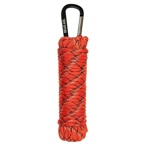 GEAR AID 550 Paracord and Carabiner, 7 Strand Utility Cord for Camping and Survival, Orange Reflective, 30 ft - Image 2