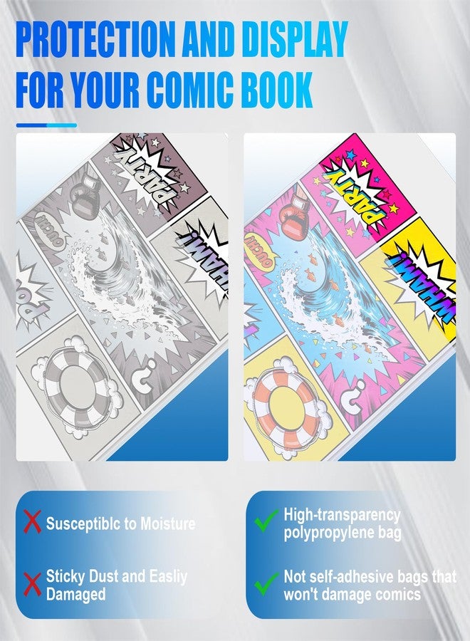 YixangDD 200 Pack Silver Age Comic Book Bags and Boards, 7.2" x 10.5" Clear Comic Book Sleeves, Acid-Free Thick Comic Backing Boards for Collectible Book Storage - Image 3