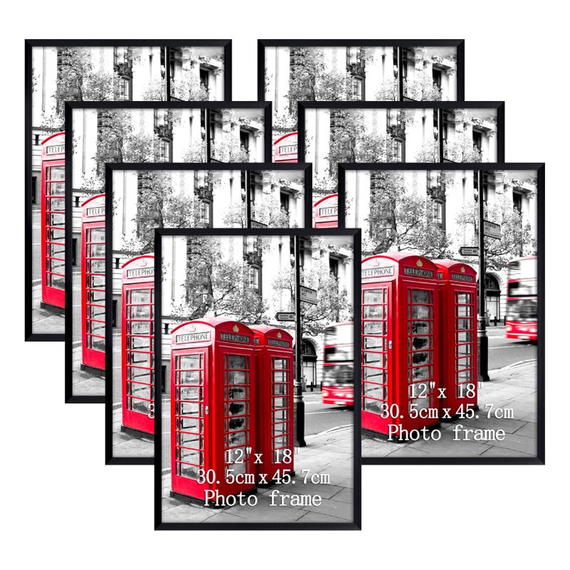 Giftgarden 12x18 Picture Frames Black Poster Frame Set for 12 x 18 Photograph Wall Mounting Set of 7