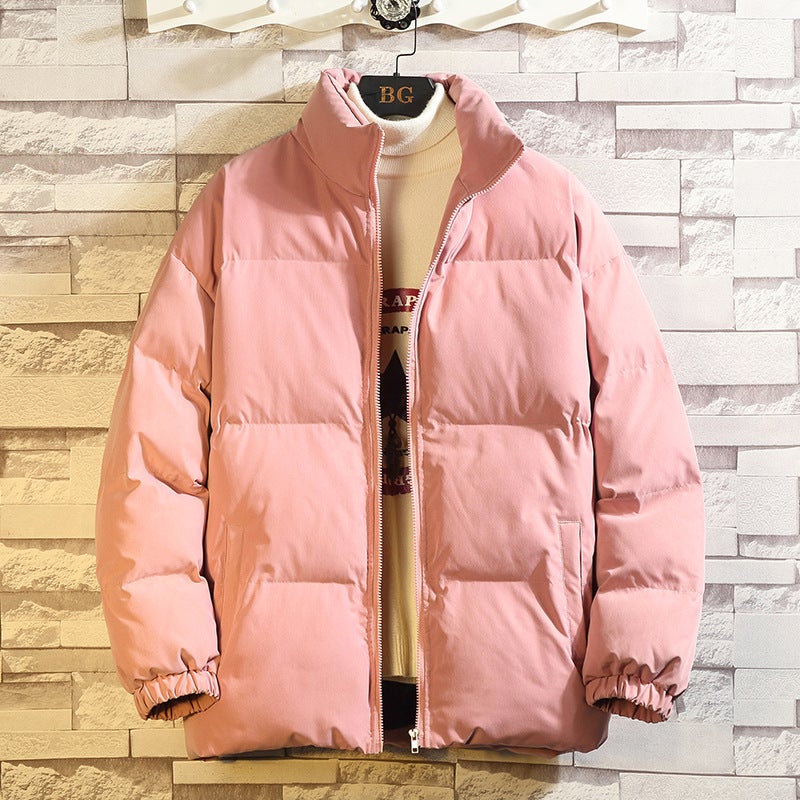 Fashion Couple Cotton-Padded Clothes 2021 Winter New Stand Collar Cotton-Padded Jacket Men'S Korean Style Fashionable Bread Suit Solid Color Men'S Top - Image 2