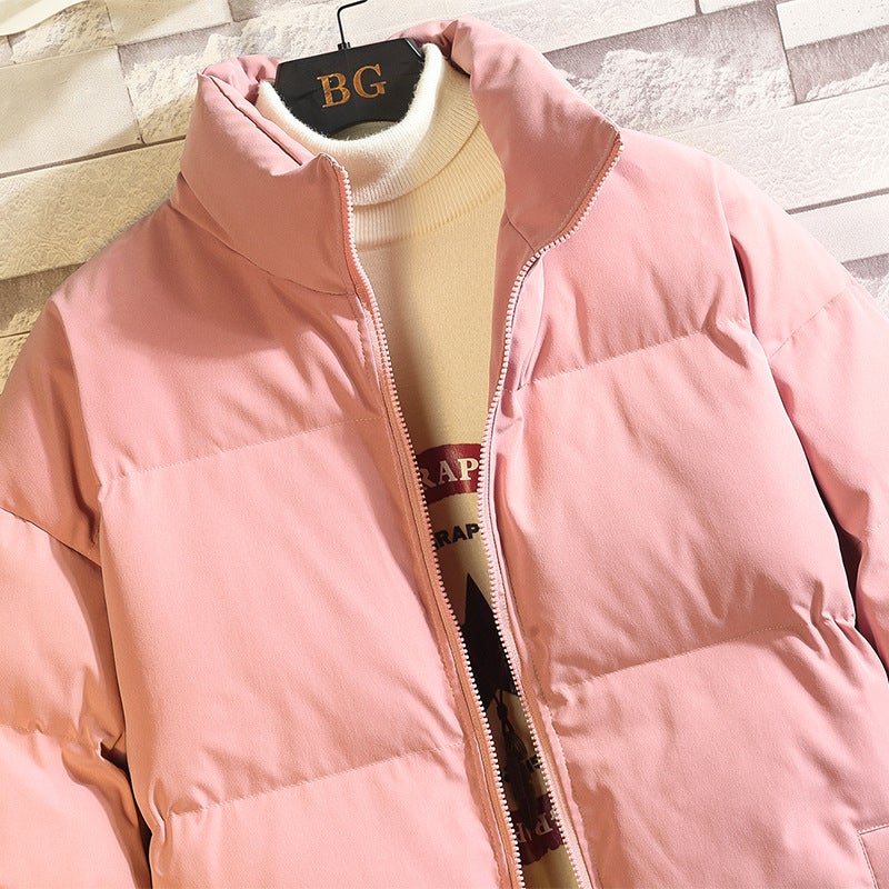 Fashion Couple Cotton-Padded Clothes 2021 Winter New Stand Collar Cotton-Padded Jacket Men'S Korean Style Fashionable Bread Suit Solid Color Men'S Top - Image 3