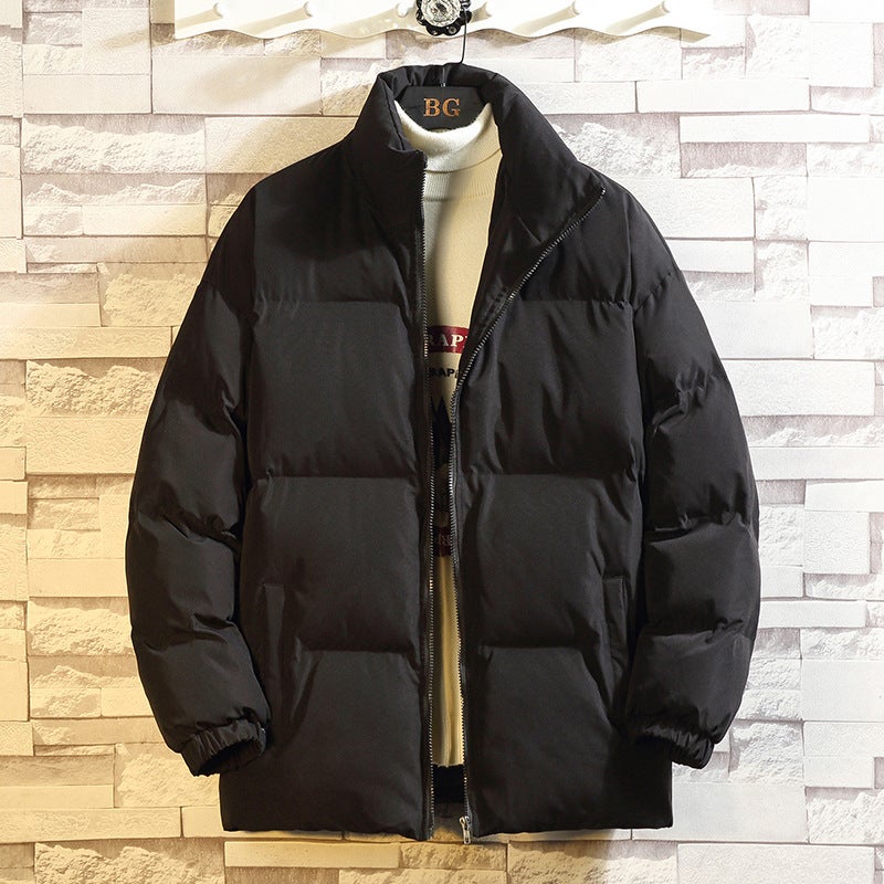 Fashion Couple Cotton-Padded Clothes 2021 Winter New Stand Collar Cotton-Padded Jacket Men'S Korean Style Fashionable Bread Suit Solid Color Men'S Top - Image 1