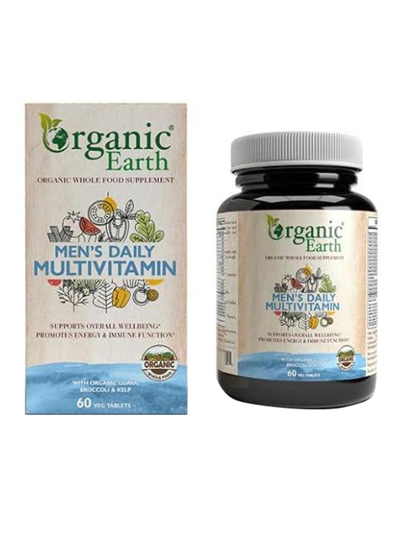 Organic Earth Men’S Daily Multivitamins with Organic Guava, Broccoli & Kelp 60 Capsules  - Image 1
