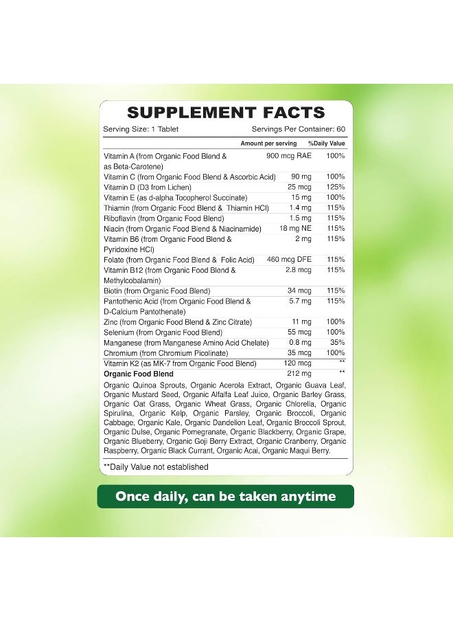 Organic Earth Men’S Daily Multivitamins with Organic Guava, Broccoli & Kelp 60 Capsules  - Image 2