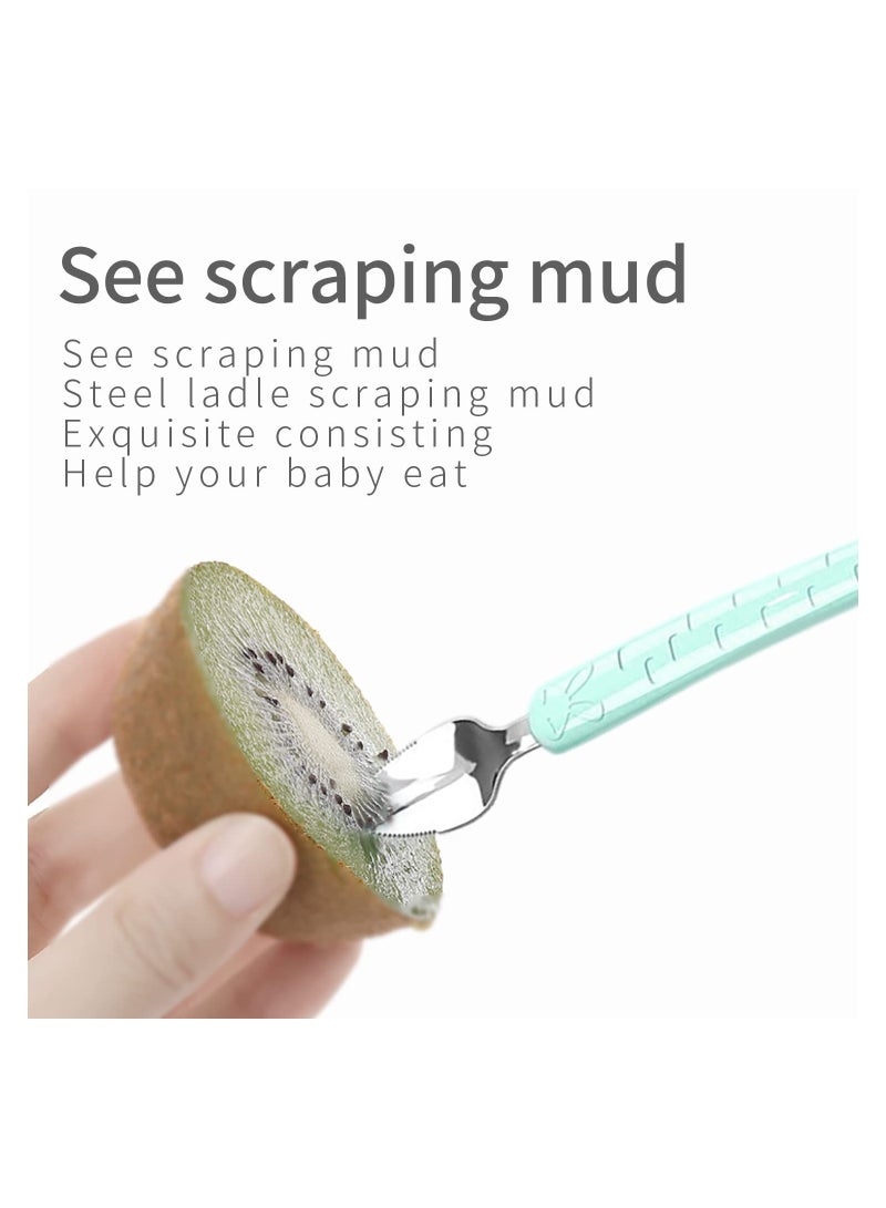 SYOSI Double Head Baby Silicone Food Spoon (green), Portable Scraping Mud Spoon, Baby Weaning Supplies, Puree Shower Spoon, Mud Practical Fruits - Image 3