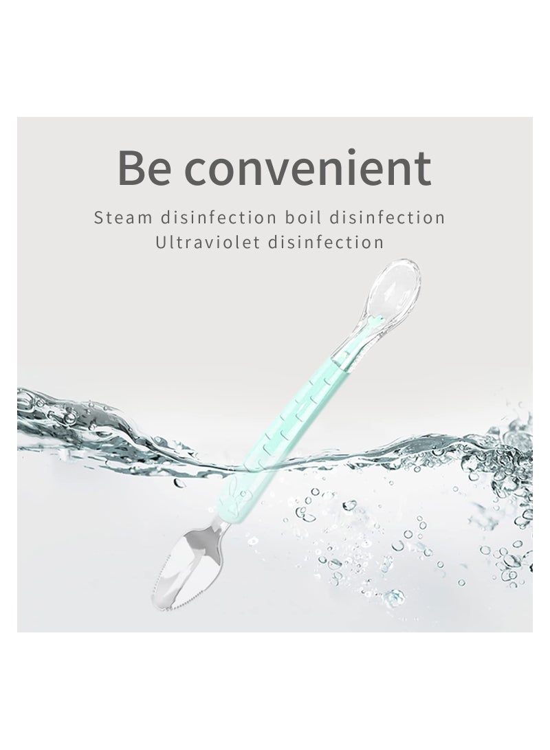 SYOSI Double Head Baby Silicone Food Spoon (green), Portable Scraping Mud Spoon, Baby Weaning Supplies, Puree Shower Spoon, Mud Practical Fruits - Image 5
