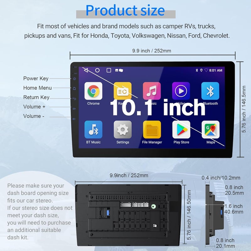 Haudio 10.1 Inch Double Din Car Stereo with Android 13, Bluetooth, and Backup Camera - Image 2