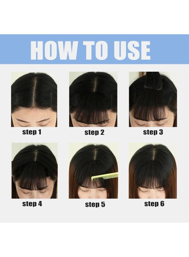 Clip in Fringe Extension,Front Bangs Extensions Clip,Clip in Fringe Hair Clip,Fake Hair Fringe Bangs Clip In Hair,Synthetic Hair One Piece Clip in Air Fringe Bangs (Natural Black) - Image 3