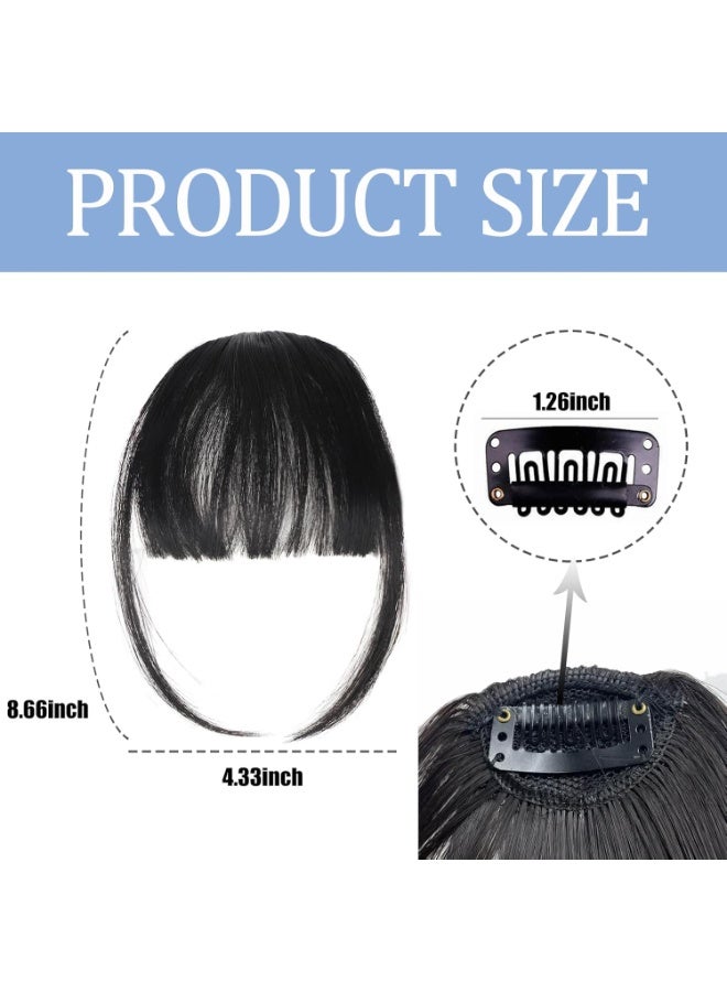 Clip in Fringe Extension,Front Bangs Extensions Clip,Clip in Fringe Hair Clip,Fake Hair Fringe Bangs Clip In Hair,Synthetic Hair One Piece Clip in Air Fringe Bangs (Natural Black) - Image 2